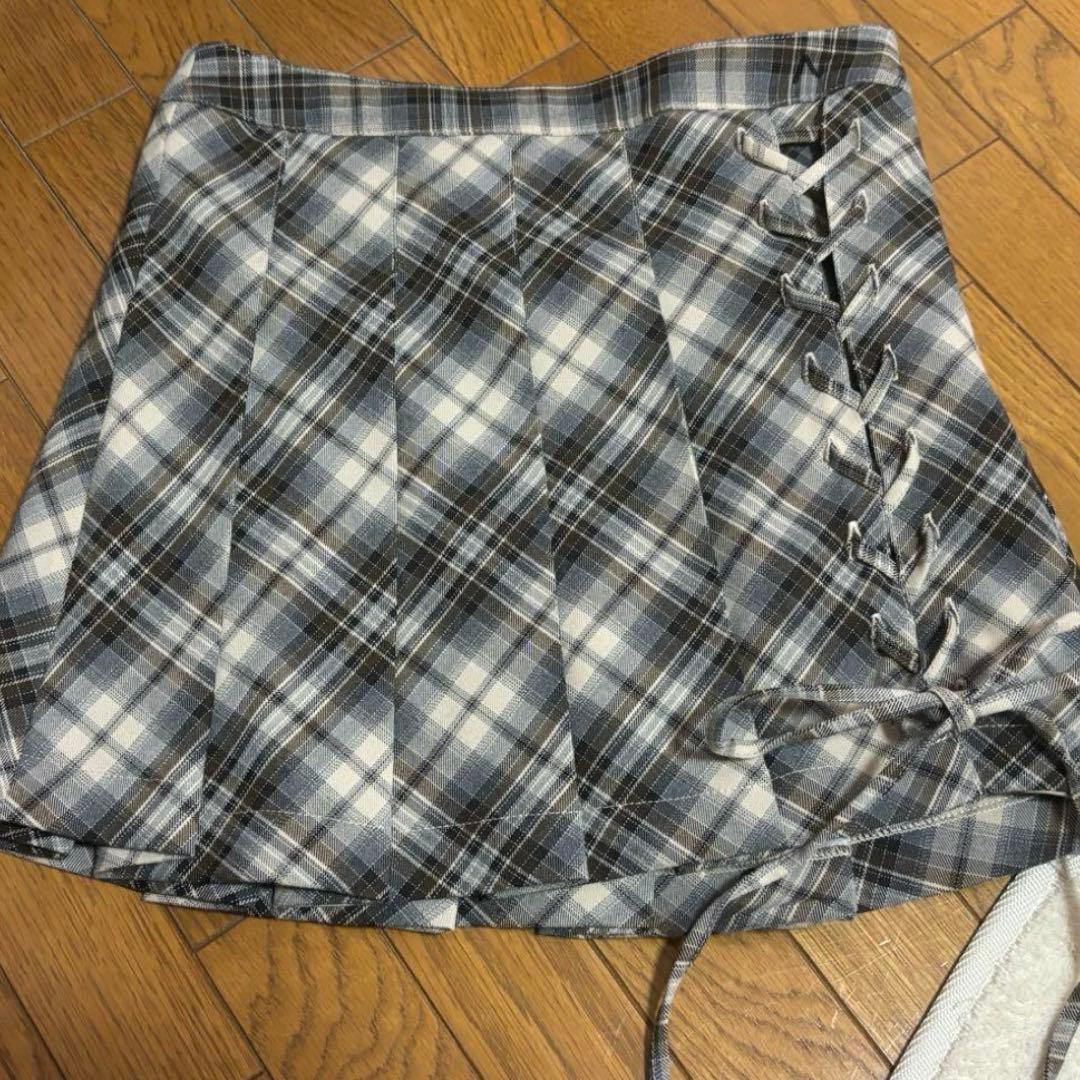 andmary Sonia lace up mini skirt ブラウン