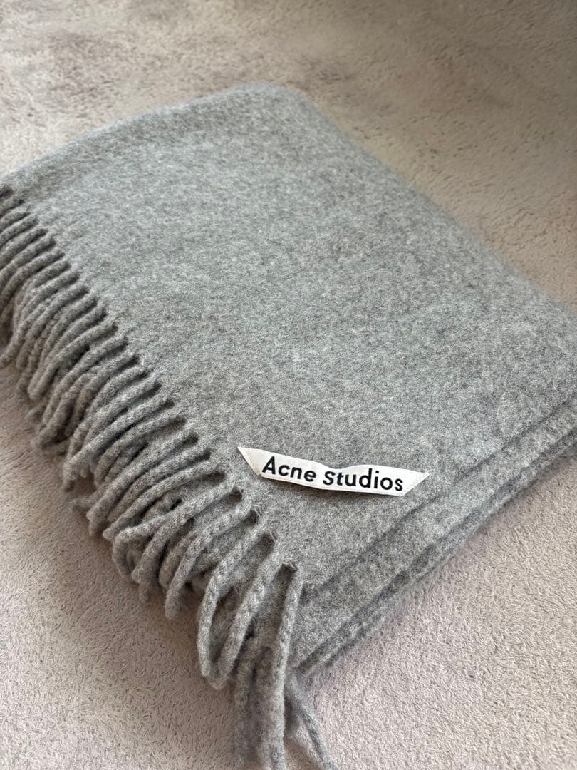 Acne studios グレー フリンジマフラー