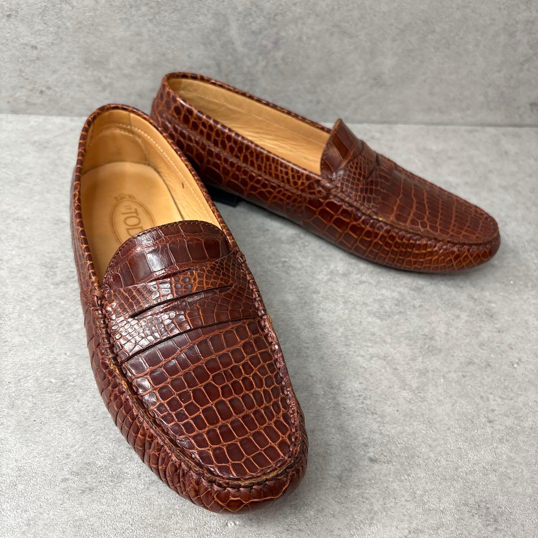 展示品希少！TOD'S トッズ　オールクロコダイル　最上級ドライビングシューズ