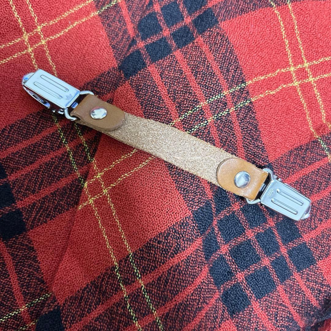 ヴィヴィアンウエストウッド 大判ストール チェック 赤 クリップ 留め具付 牛革
