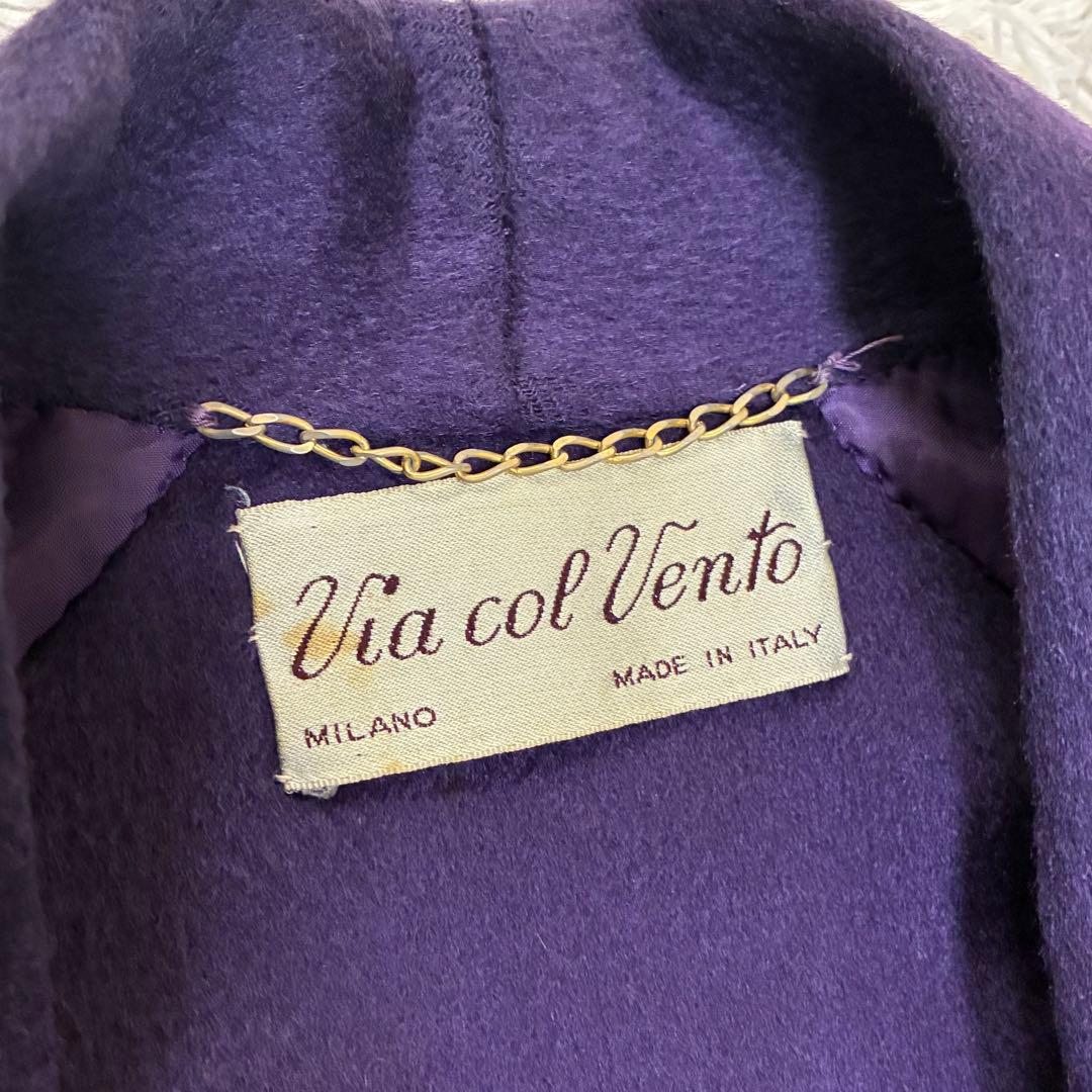 PIACENZA カシミヤ100% 女優襟 女優コート 紫 パープル 最高級