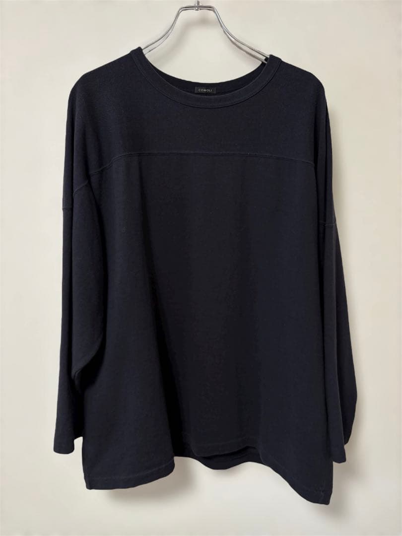 23SS COMOLI コモリ フットボールTシャツ [ネイビー]