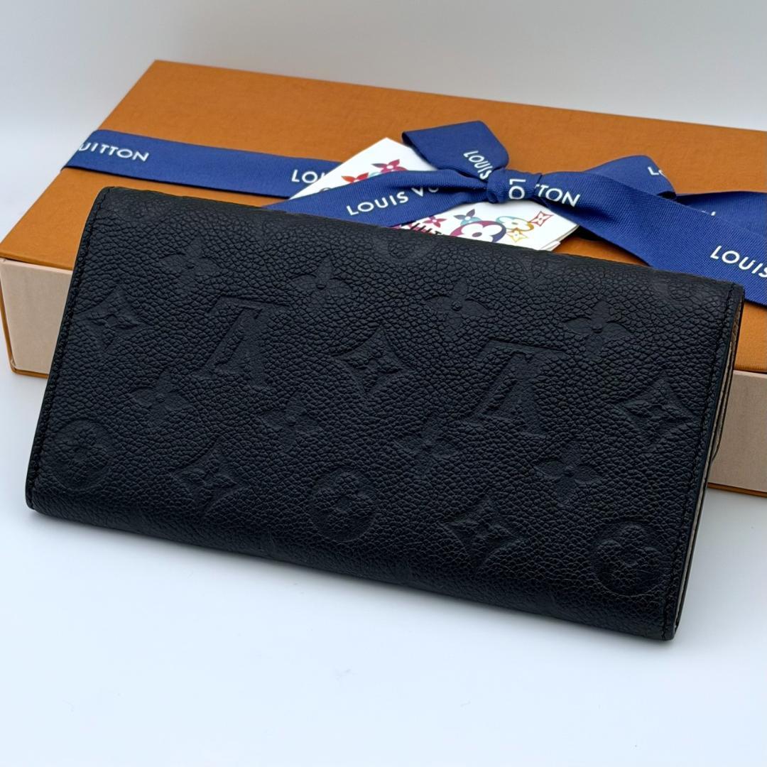 美品 ルイヴィトン アンプラント ポルトフォイユ エミリー 長財布 ブラック