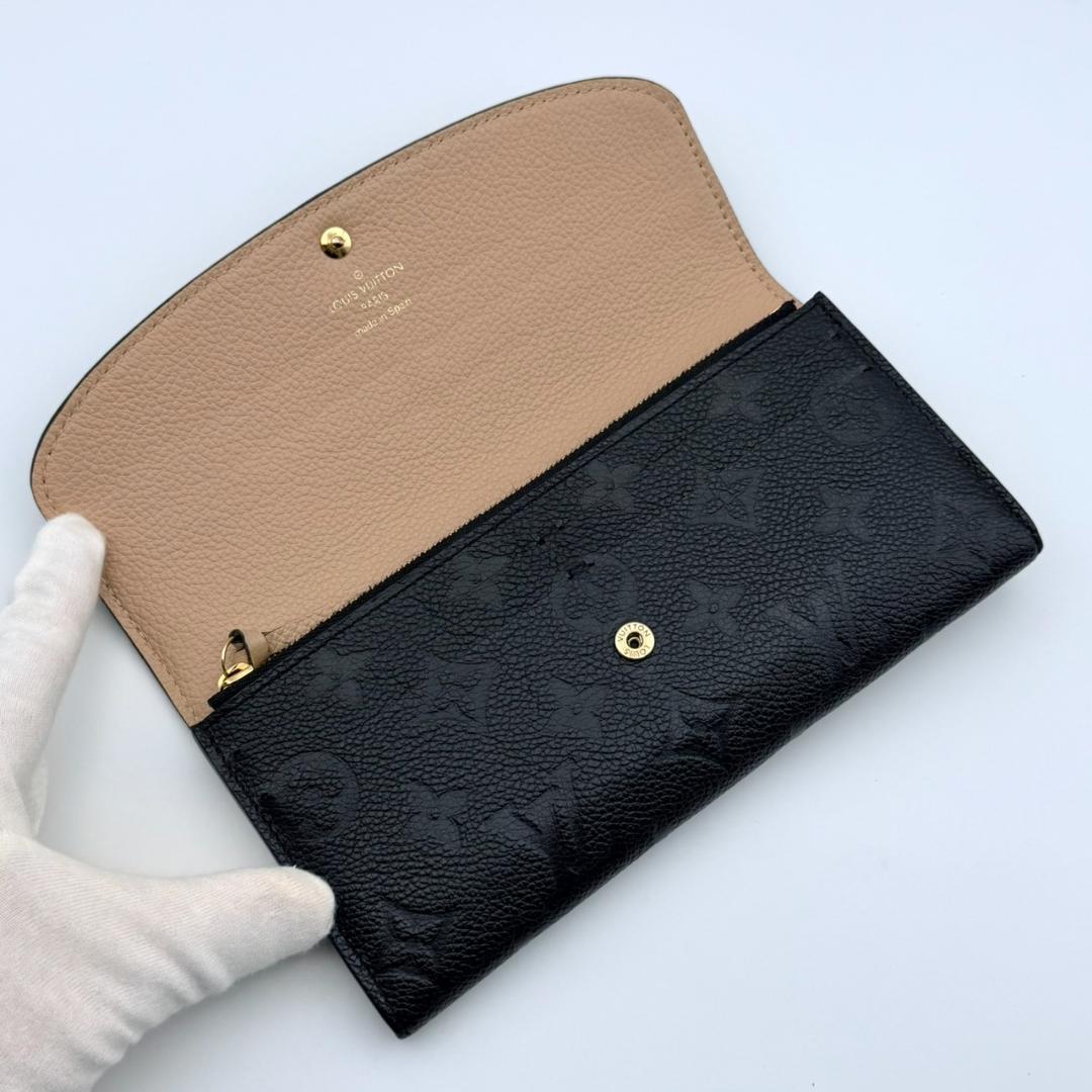 美品 ルイヴィトン アンプラント ポルトフォイユ エミリー 長財布 ブラック