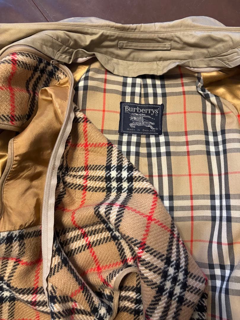 ち【美品バーバリー英国製トレンチコート 】マキシ丈ハニーベージュベルト付き