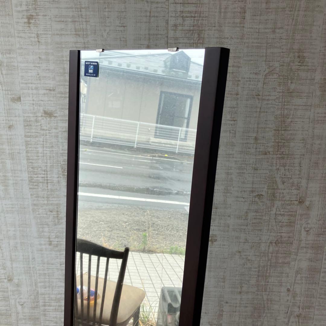 北欧レトロ 塩川光明堂 木製 キャスター付き スタンドミラー 姿見 全身鏡