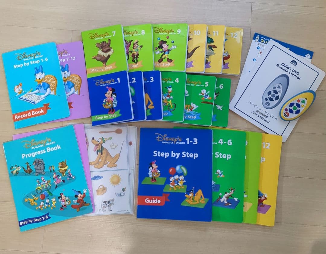 DWE ディズニー英語システム ステップ・バイ・ステップ DVD、リモコン他