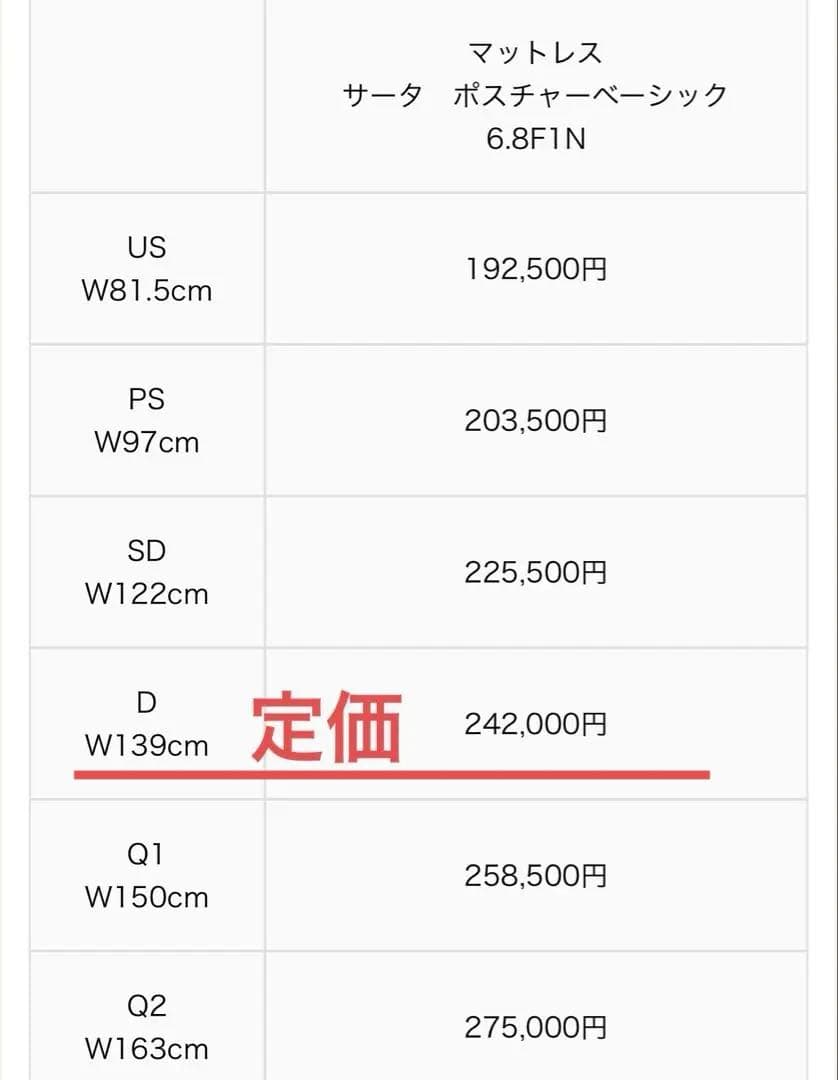 サータ ポスチャーベーシック 6.8 F1N ダブルサイズ