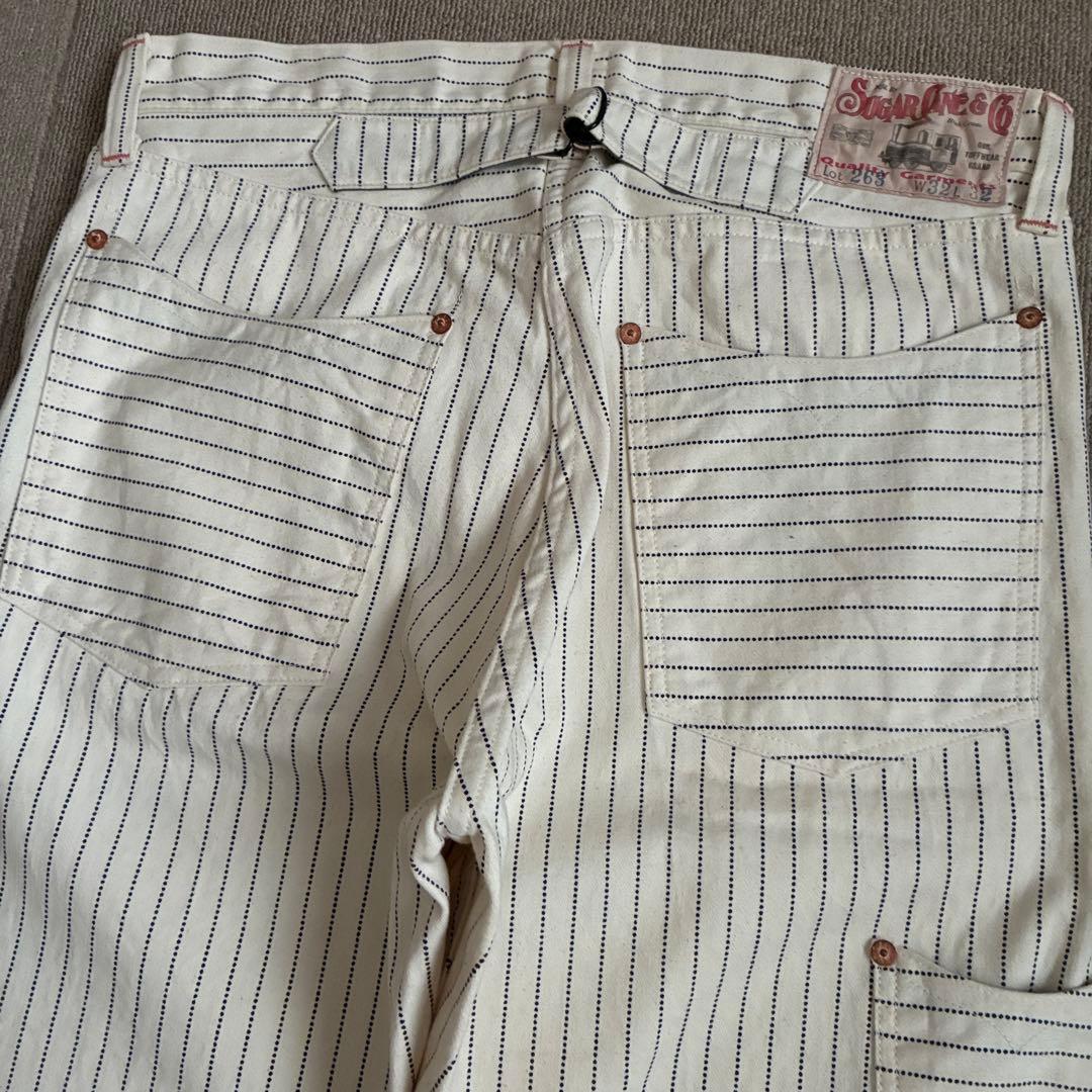 値下げ シュガーケーン ホワイト ウォバッシュ ワークパンツ 32 ペインター