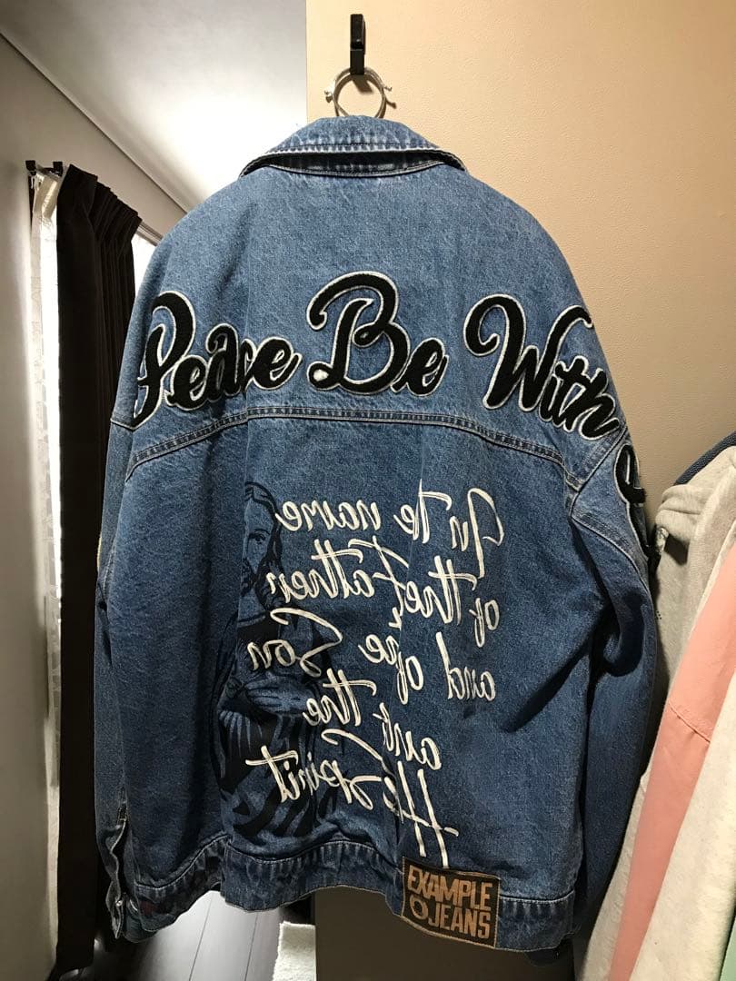 EXAMPLE 刺繍 デニムジャケット ペイズリー総柄 Mサイズ