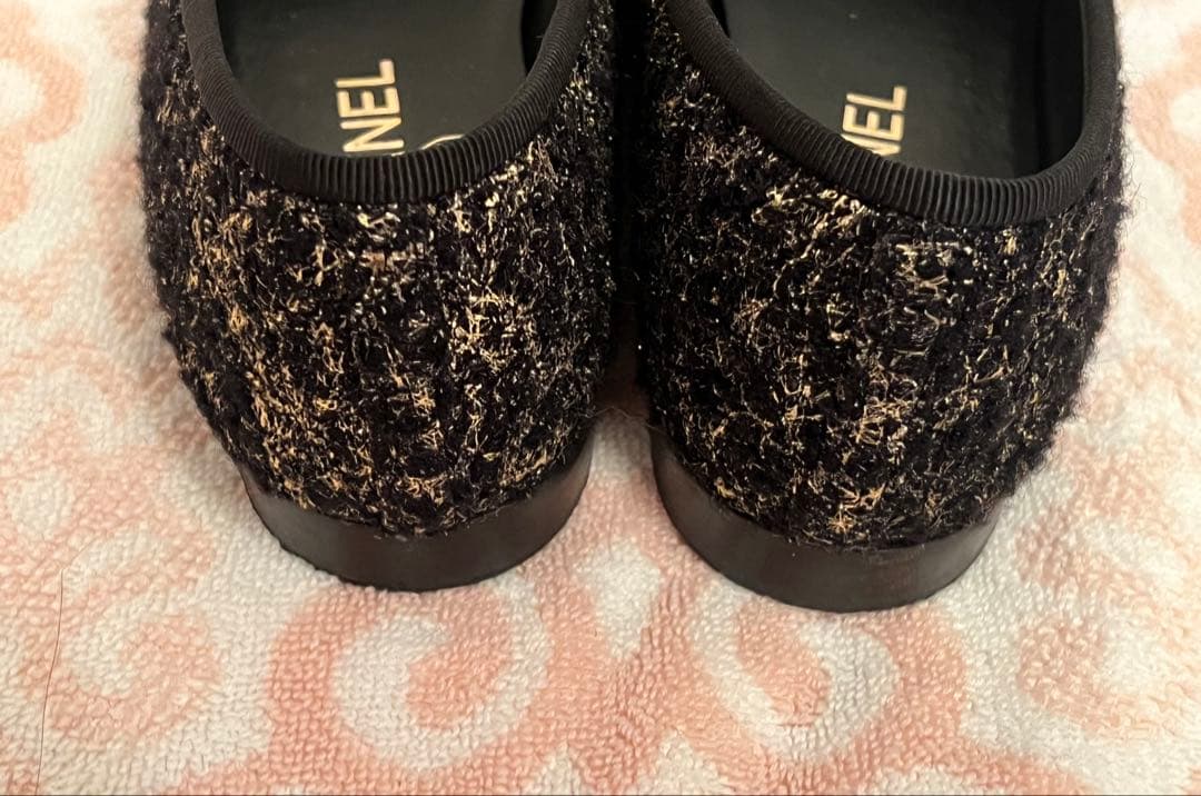 CHANELシャネルフラットシューズ38.5ココマークバレエシューズ381/2