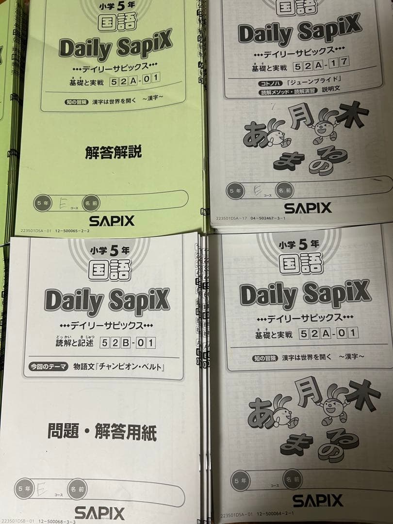 ㉓み　サピックス　Daily Sapix 5年生 国語 問題集と解説　1年分
