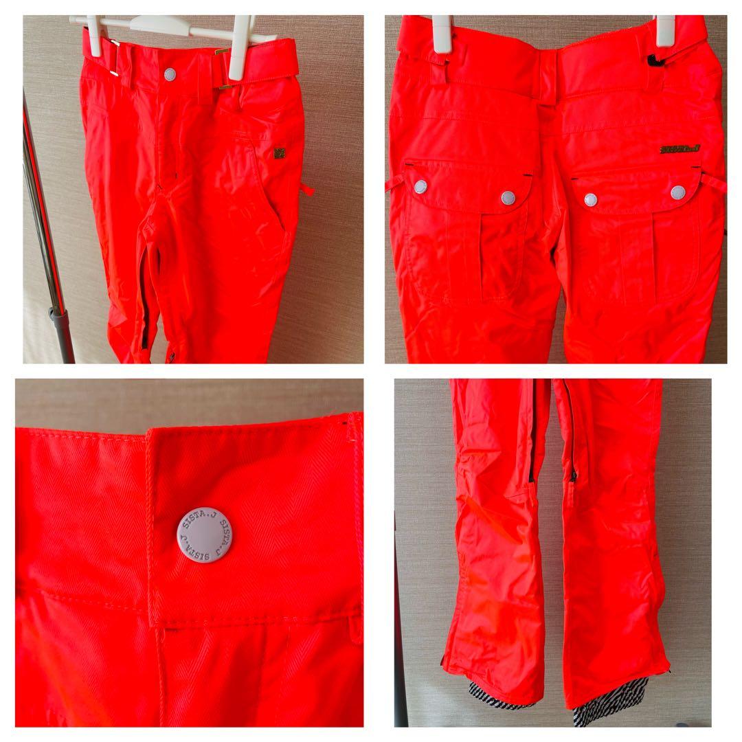 SISTA.J スノボウェア　上下セット　ブラウンチェック×ネオンピンク　S