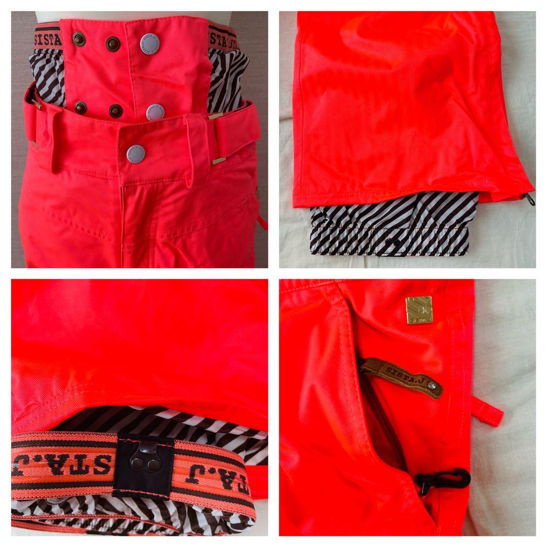 SISTA.J スノボウェア　上下セット　ブラウンチェック×ネオンピンク　S