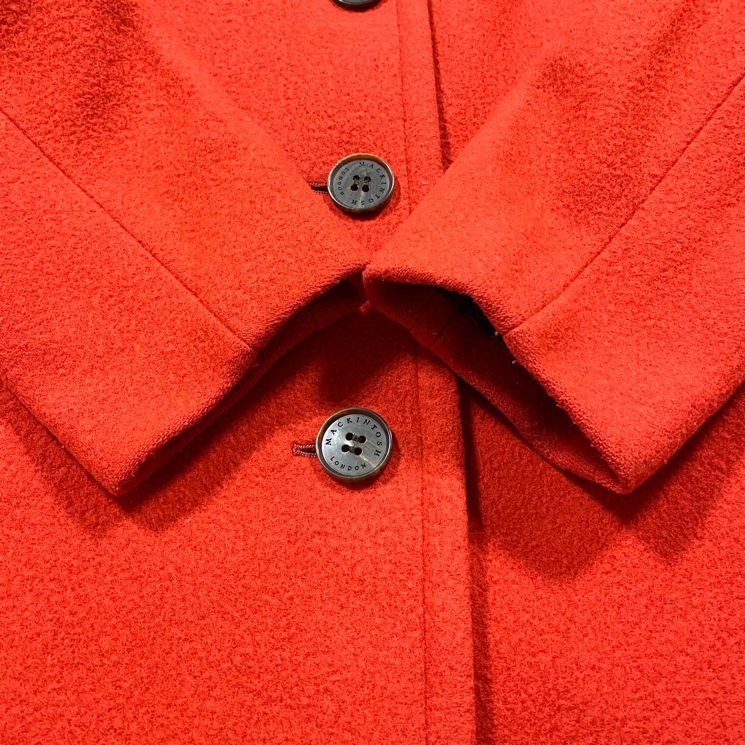 マッキントッシュロンドン　スタンドカラーコート　鮮やかな赤コート　イタリア製生地
