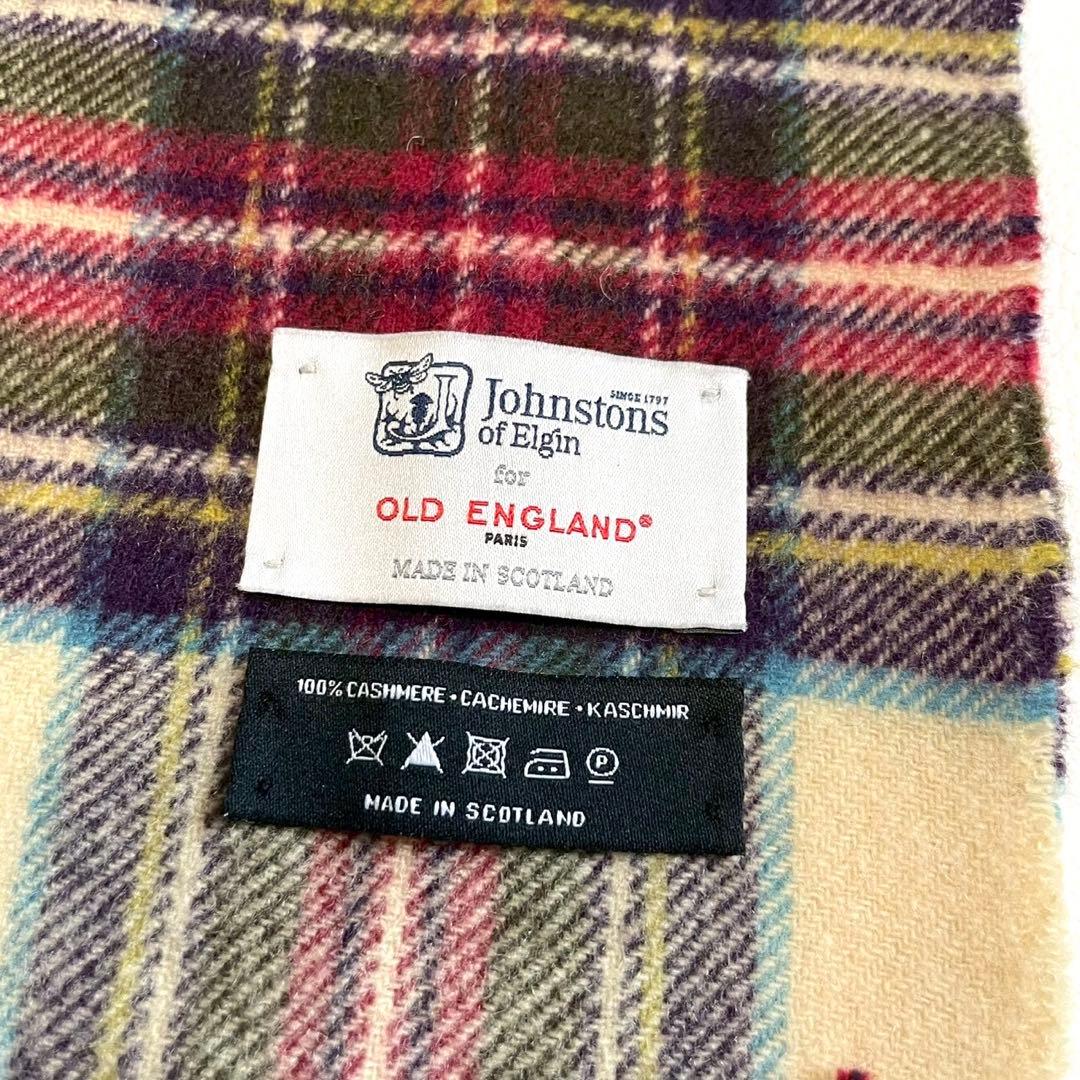 ペ*ト様 極美品【ジョンストン】マフラー ストール チェック ベージュ カシミヤ