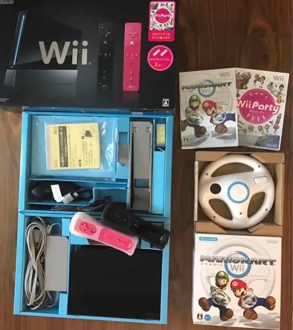 【 セット 】ウィー Wii本体 / ソフト２点 / Wiiハンドル 1点