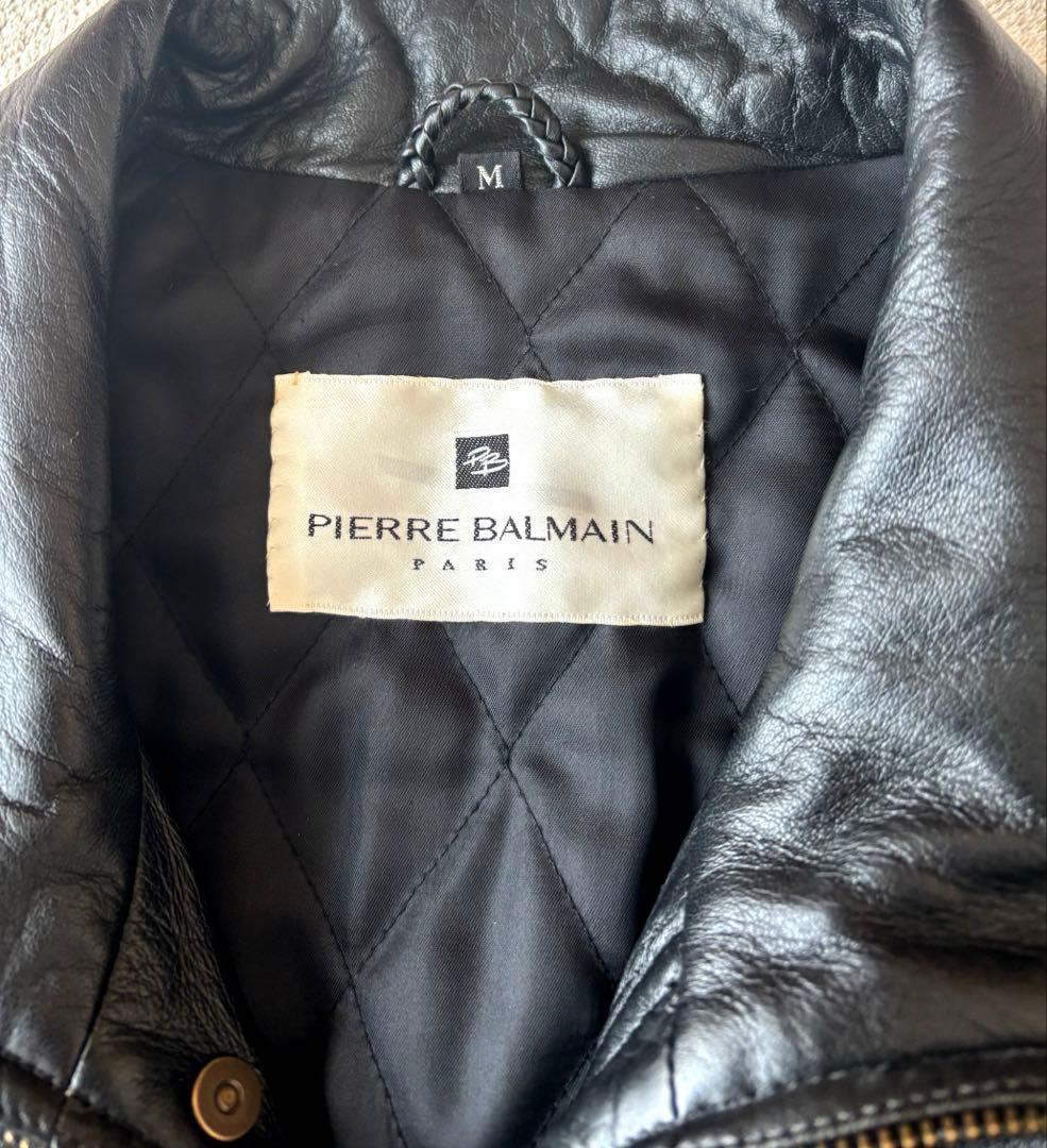 ピエールバルマン　羊革　A-2 レザージャケット　フライトジャケット　黒　短丈