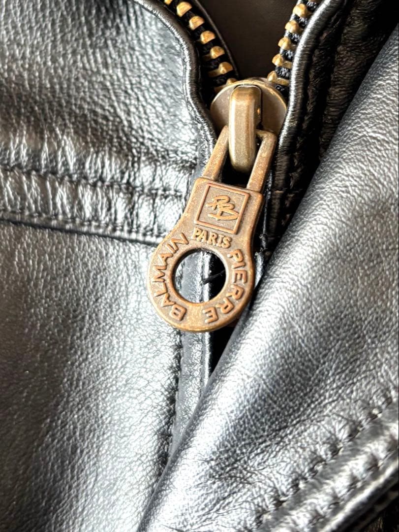 ピエールバルマン　羊革　A-2 レザージャケット　フライトジャケット　黒　短丈