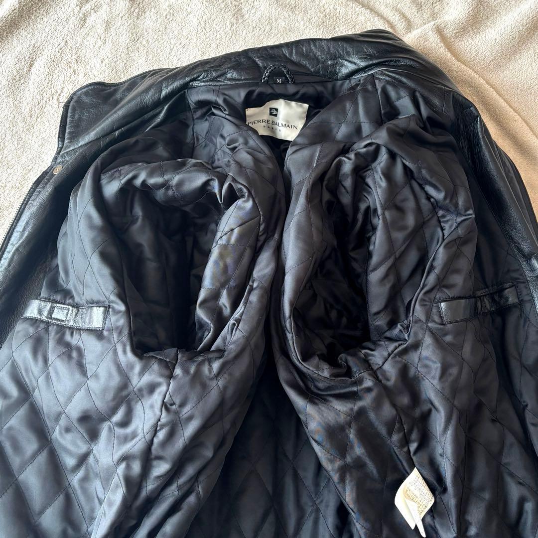 ピエールバルマン　羊革　A-2 レザージャケット　フライトジャケット　黒　短丈