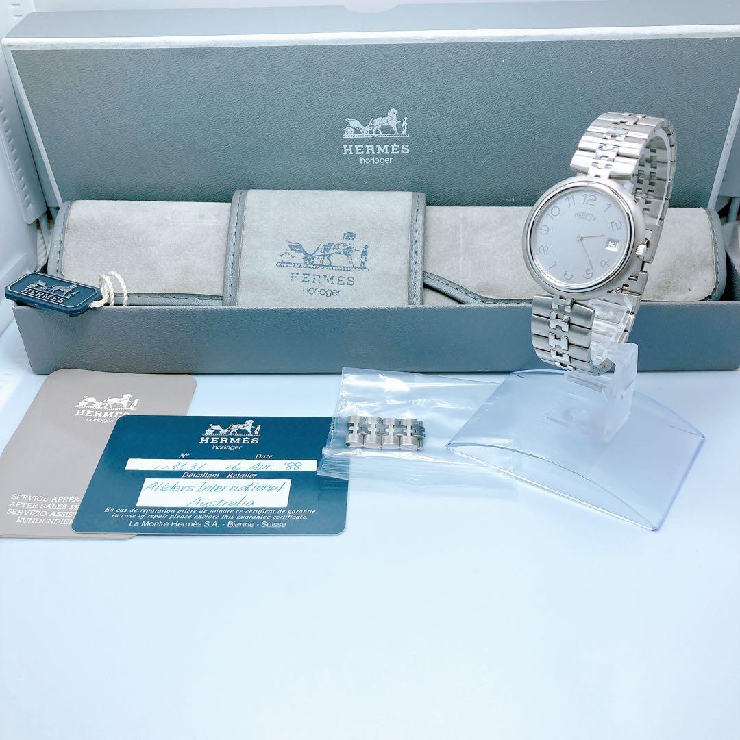 576 エルメス　プロフィール　ラウンド　デイト　シルバー　腕時計