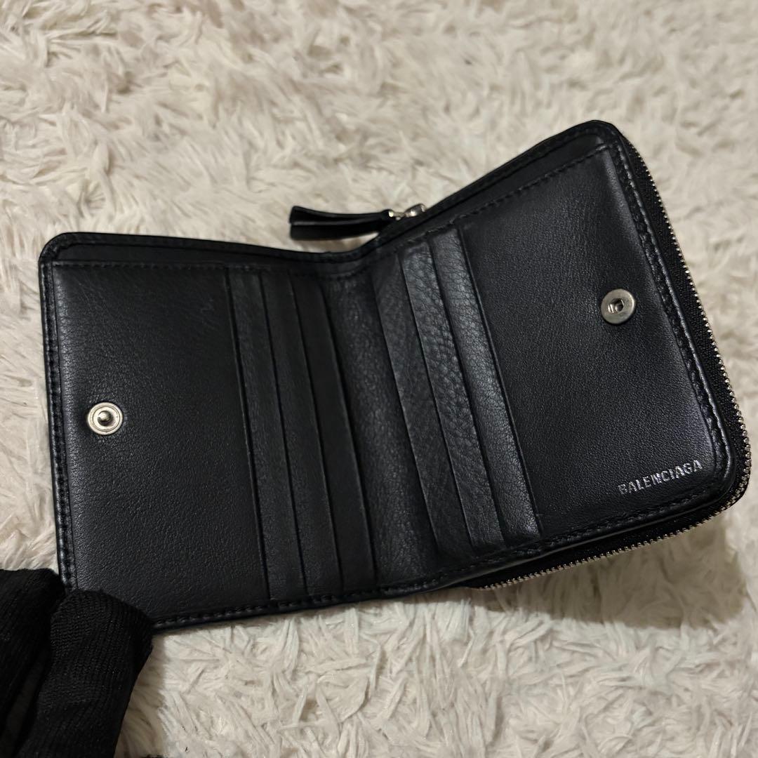 【美品】バレンシアガ エブリデイ 二つ折り財布 ラウンドファスナー ブラック