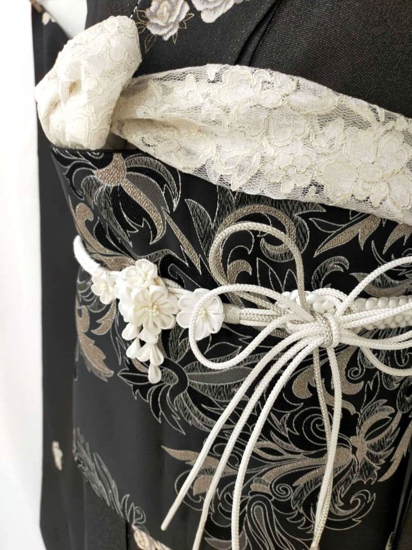 売約済み　★★正絹　薔薇柄　金通し振袖7点フルセット★★