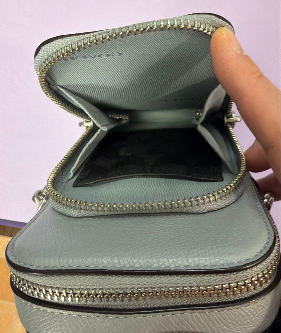 ちあきちゃん化COACH フォーン クロスボディグレーブルー