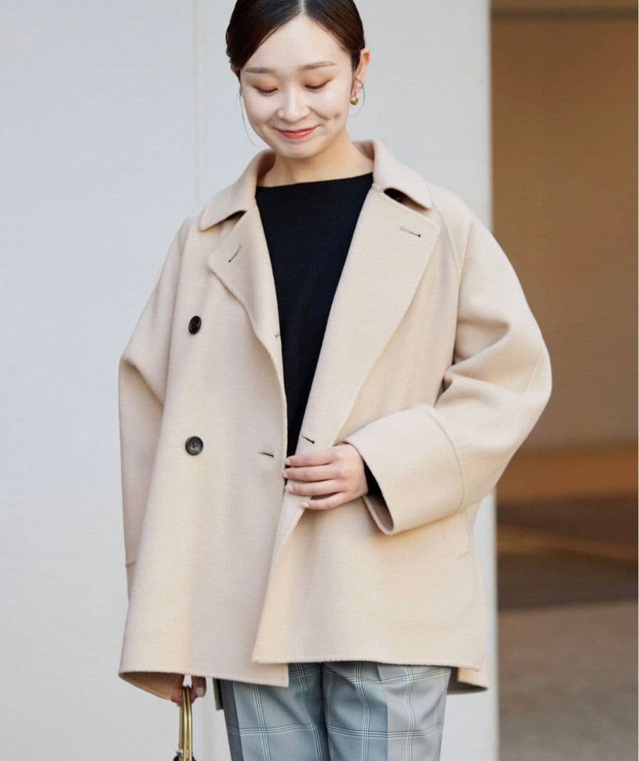 スーパー新品タグ付★IENA 160ダブルフェイス ショートコート◆36ベージュ