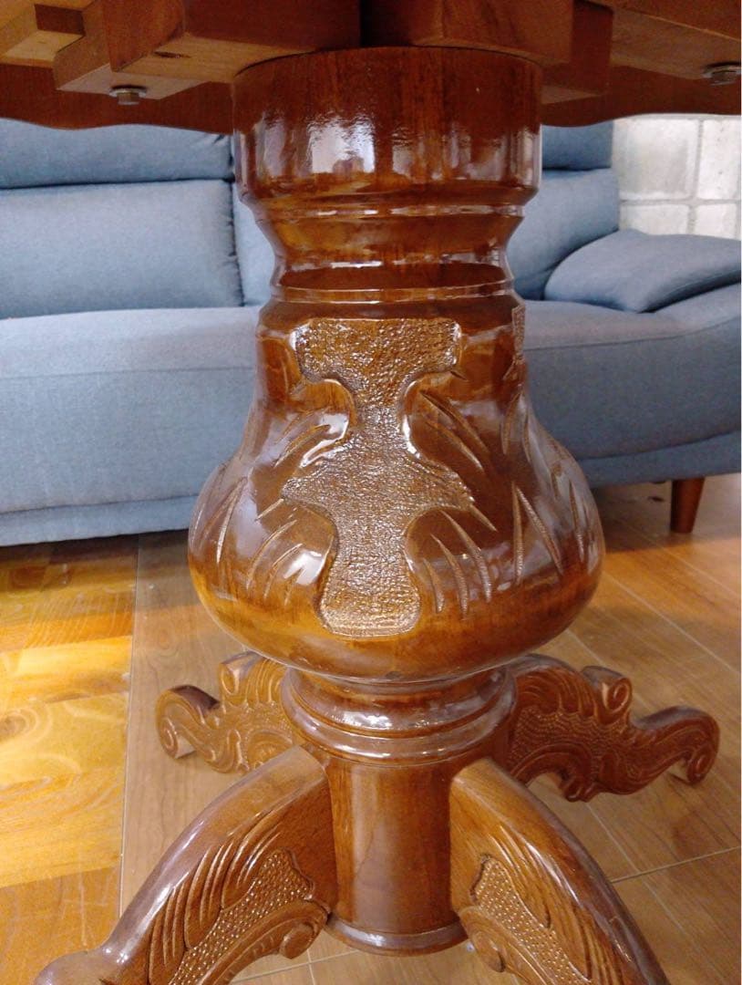 G1888イタリア高級象嵌細工 ラウンドダイニングテーブル（直径110cm）猫脚