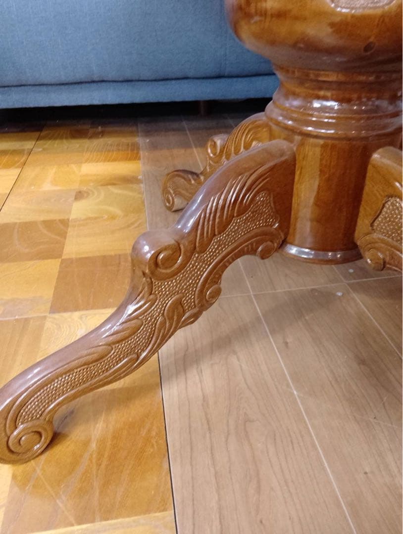 G1888イタリア高級象嵌細工 ラウンドダイニングテーブル（直径110cm）猫脚