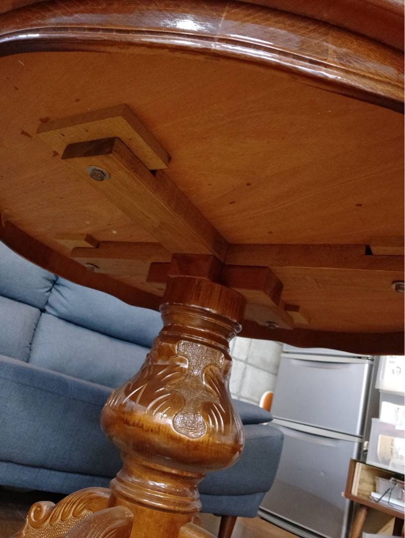 G1888イタリア高級象嵌細工 ラウンドダイニングテーブル（直径110cm）猫脚