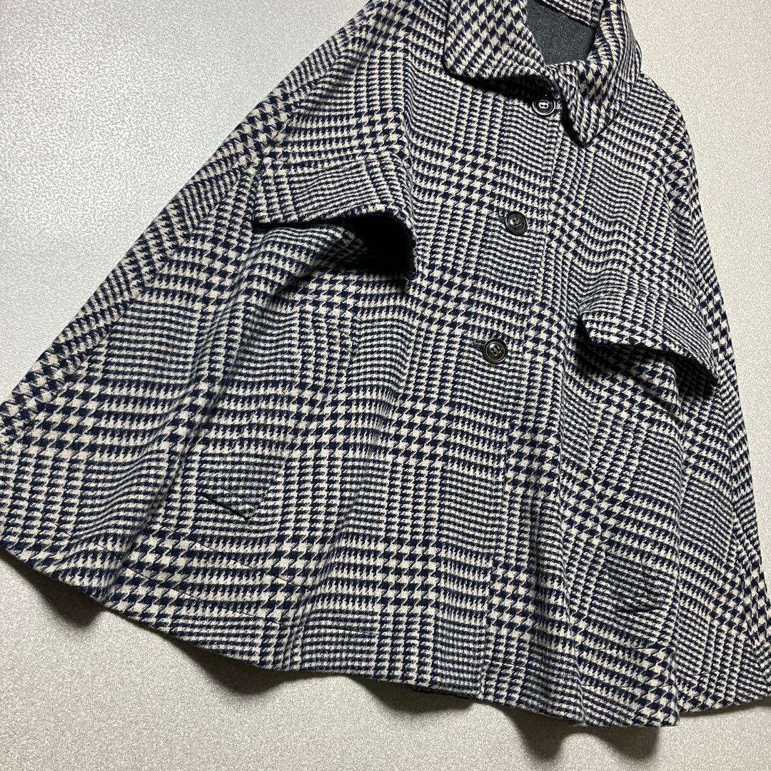 【リバーシブル マックスマーラ】ポンチョ コート ウインドウペンチェック