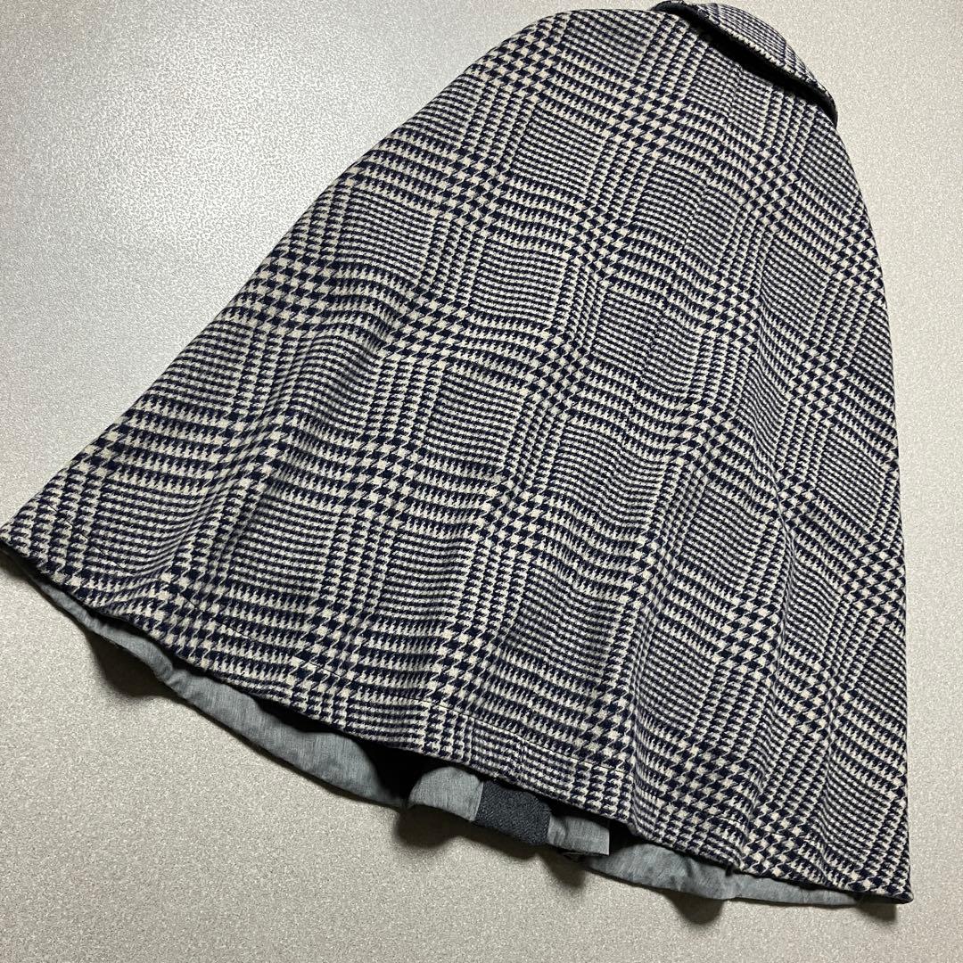 【リバーシブル マックスマーラ】ポンチョ コート ウインドウペンチェック