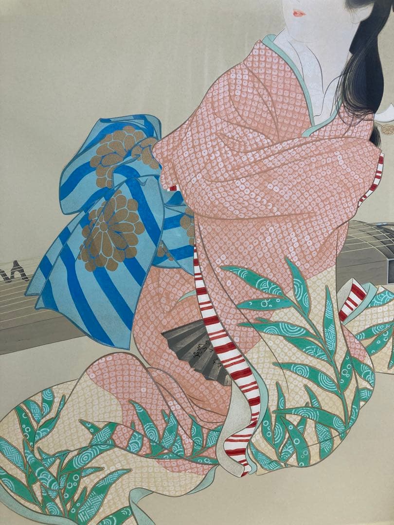 【真作】上村松園「娘深雪」シルクスクリーン 上村淳之監修 版元シール有り 版画