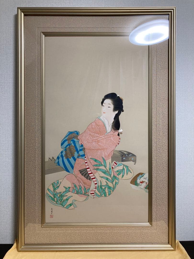 【真作】上村松園「娘深雪」シルクスクリーン 上村淳之監修 版元シール有り 版画