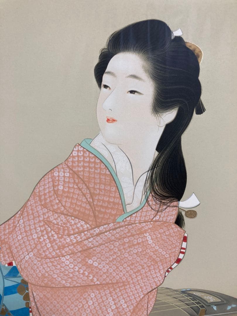 【真作】上村松園「娘深雪」シルクスクリーン 上村淳之監修 版元シール有り 版画