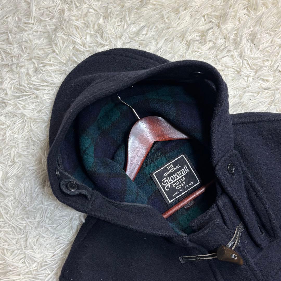 美品✨グローバーオール ダッフルコート 英国製 チェック ブラック 40 L