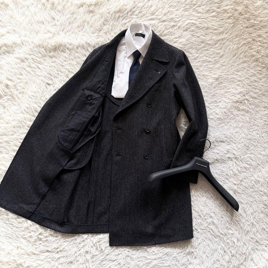 <美品>TAGLIATORE カシミヤウール ダブル チェスターコート 48