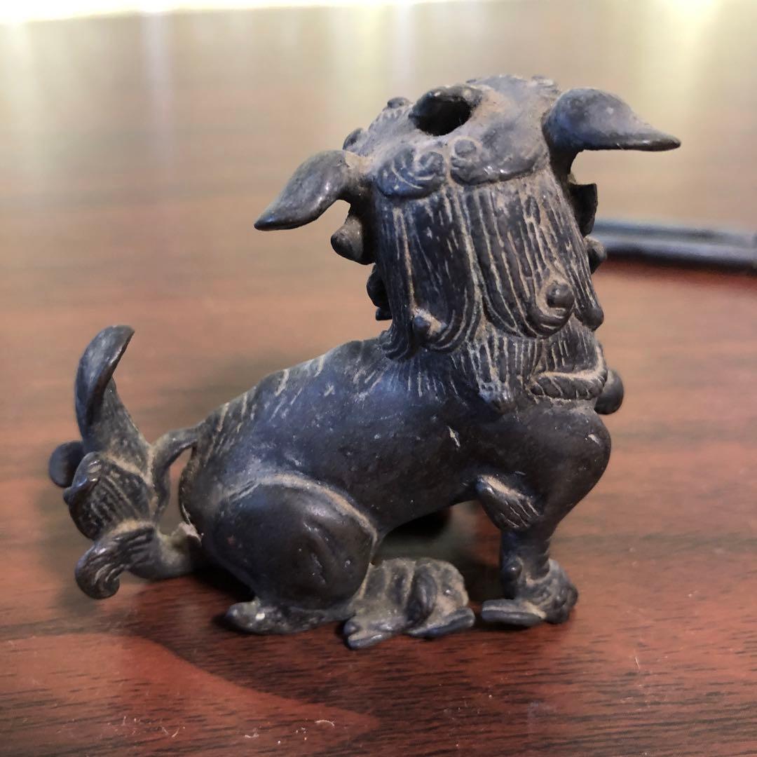 青銅製　金工　狛犬　盆景　箸置き　無銘