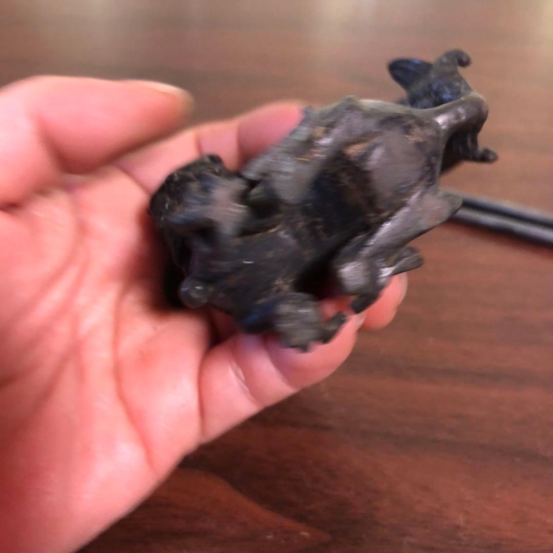 青銅製　金工　狛犬　盆景　箸置き　無銘