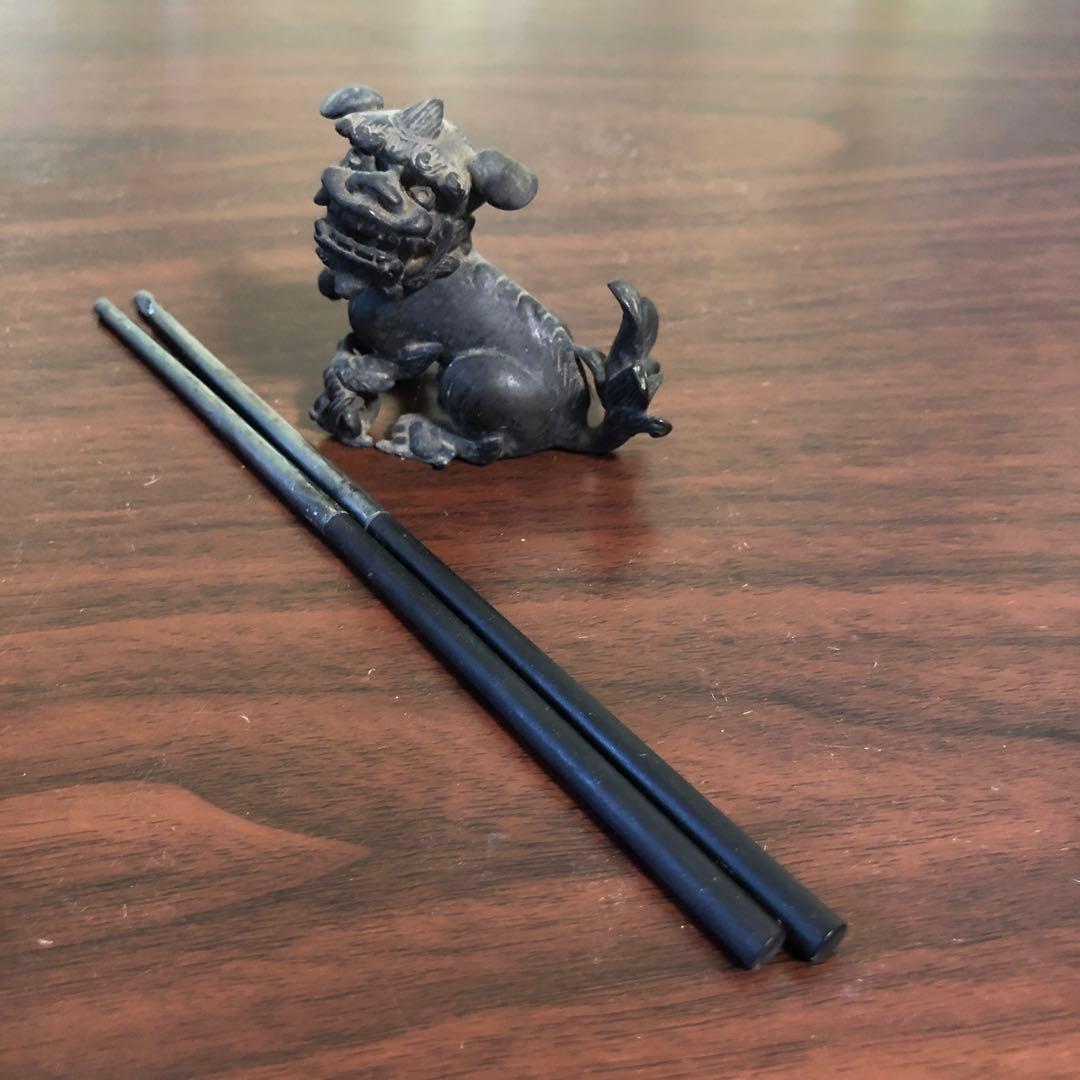 青銅製　金工　狛犬　盆景　箸置き　無銘