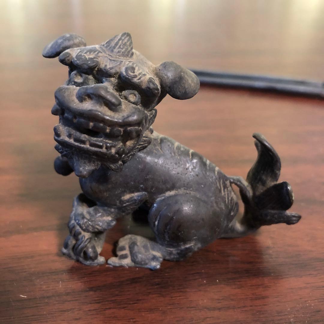 青銅製　金工　狛犬　盆景　箸置き　無銘