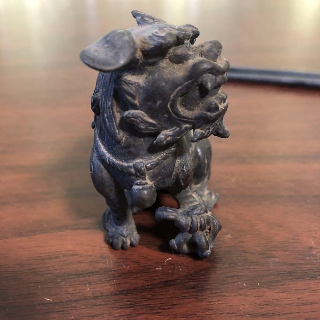 青銅製　金工　狛犬　盆景　箸置き　無銘