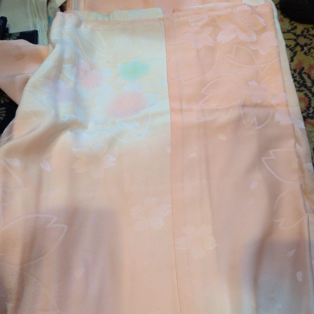 丸昌★着物レア★振袖 青紫 花柄　襦袢、帯付き