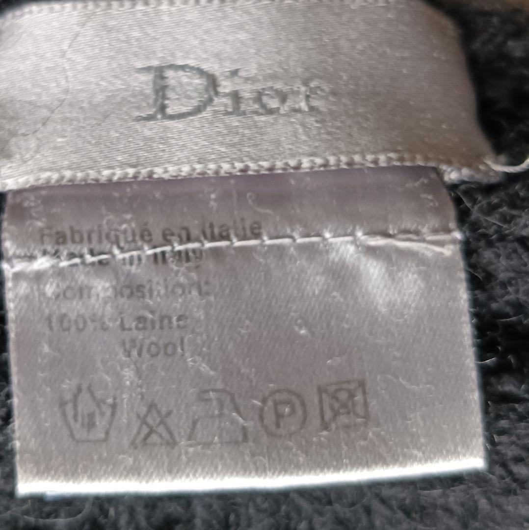 ディオールオム 06AW バイカラー　ロングマフラー グレー ブラック フリンジ