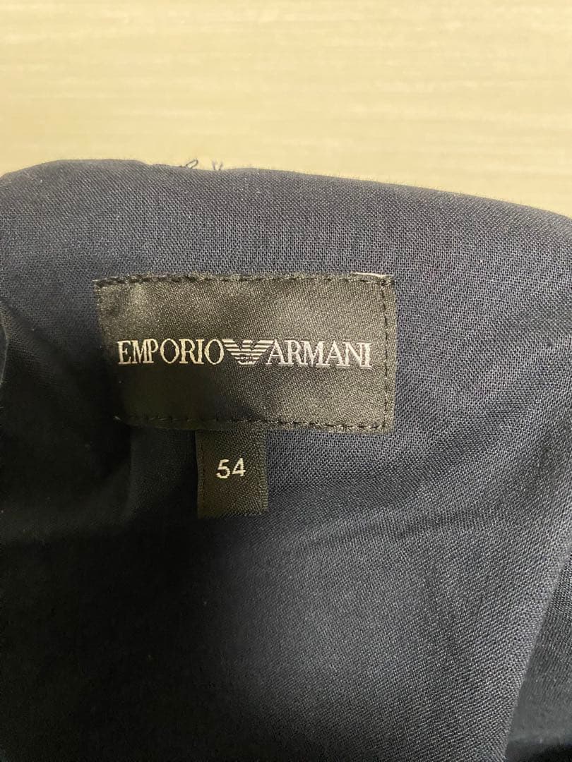 EMPORIO ARMANI ノーカラージャケット ダークブルー　上下セット