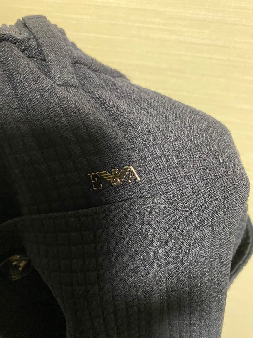 EMPORIO ARMANI ノーカラージャケット ダークブルー　上下セット