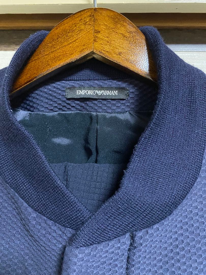 EMPORIO ARMANI ノーカラージャケット ダークブルー　上下セット