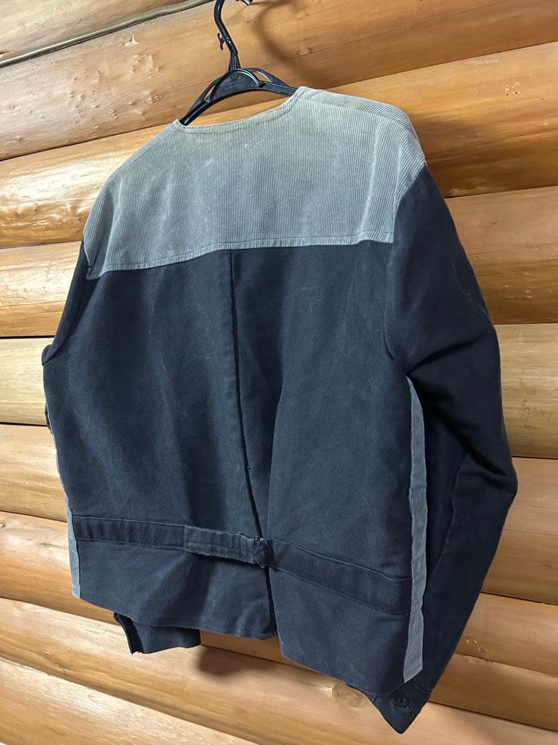 ~40s フレンチビンテージ ブラックモールスキン ジレジャケット レイルロード